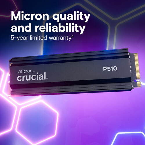 Crucial 2TB P510 PCIe 5.0 M.2 Internal SSD with Heatsink - Image 2
